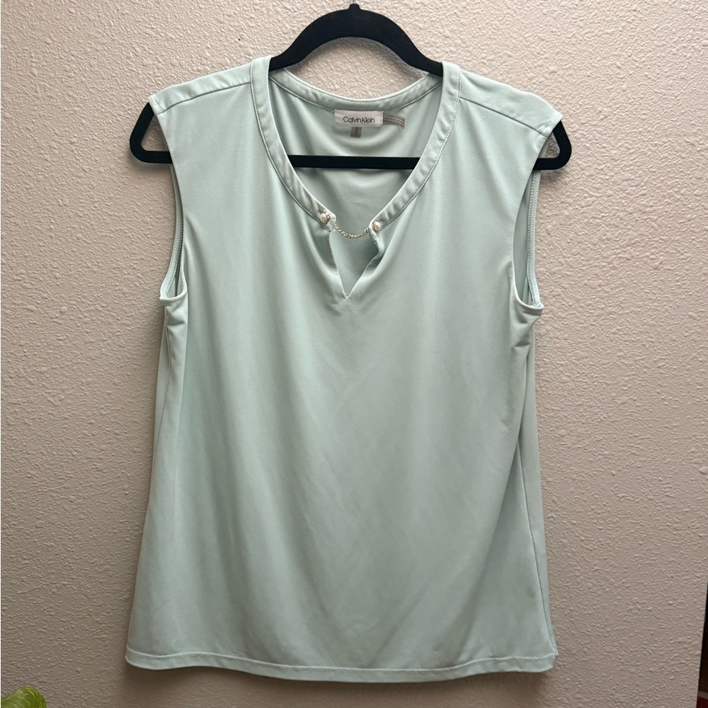 Calvin Klein Layering Dress Blouse in Tiffany Blue